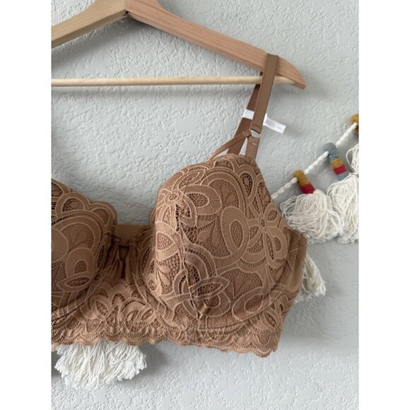 Aerie Show Off Balconette Rooftop Garden Lace Bra Beach Dune Lace Romantic NWT - Picture 4 of 8